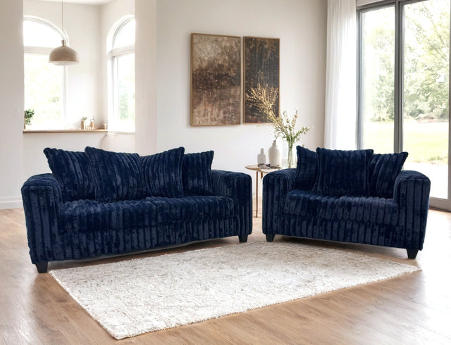 Black Corduroy Sofa and Loveseat Set