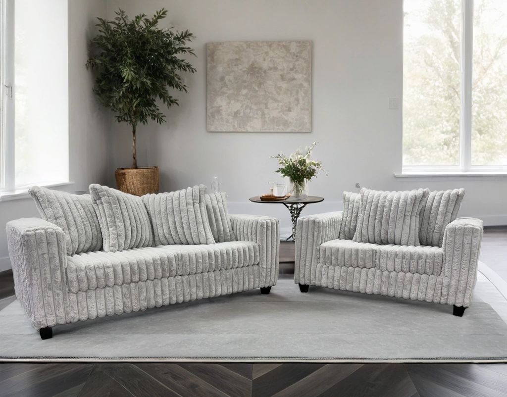 510 Gray Corduroy Sofa & Loveseat Set
