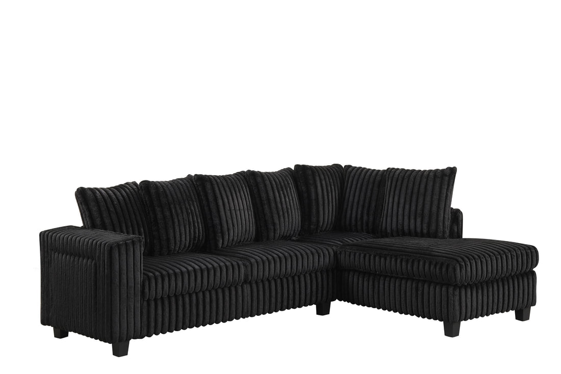 515 - Black corduroy Reversible Sectional
