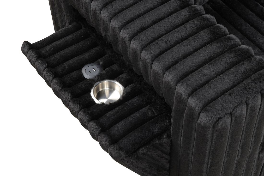 515 - Black corduroy Reversible Sectional