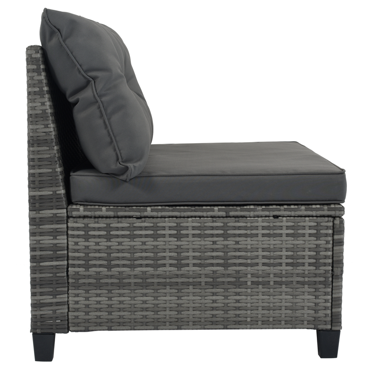 8-Piece Outdoor Half-Moon PE Rattan Curved Sofa Set, Gray