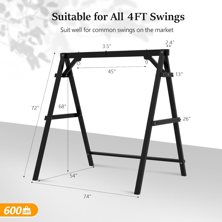 ,Wood Swing Frame, Black, Spruce Wood, for 4ft Swing Chair
