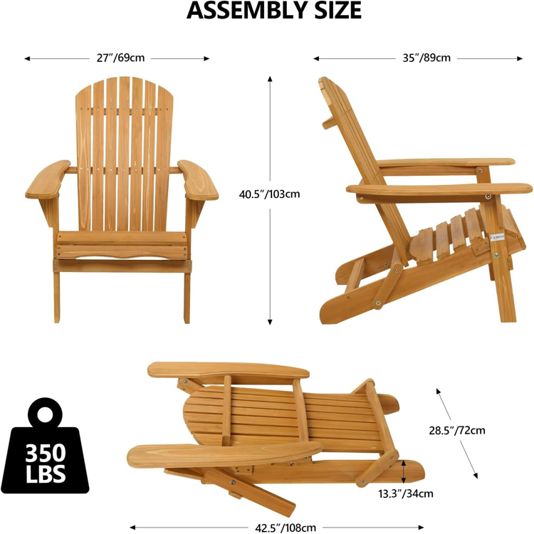 Folding Adirondack Chairs Set of 4 Teak or Black