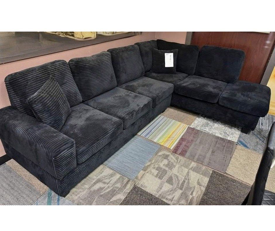 SH3223BkC-3SC 2PC REVERSIBLE SECTIONAL, Black CORDUROY