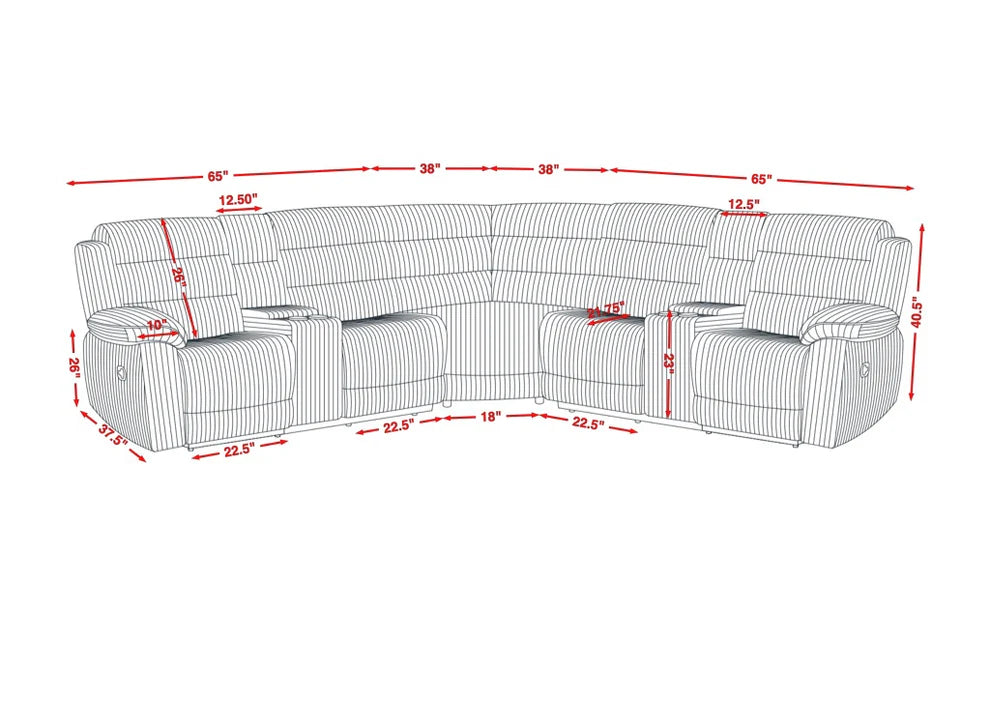 S3672 Calantha Power Reclining Sectional - Grey, Black or Cream
