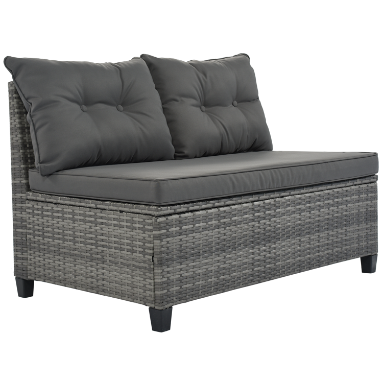8-Piece Outdoor Half-Moon PE Rattan Curved Sofa Set, Gray