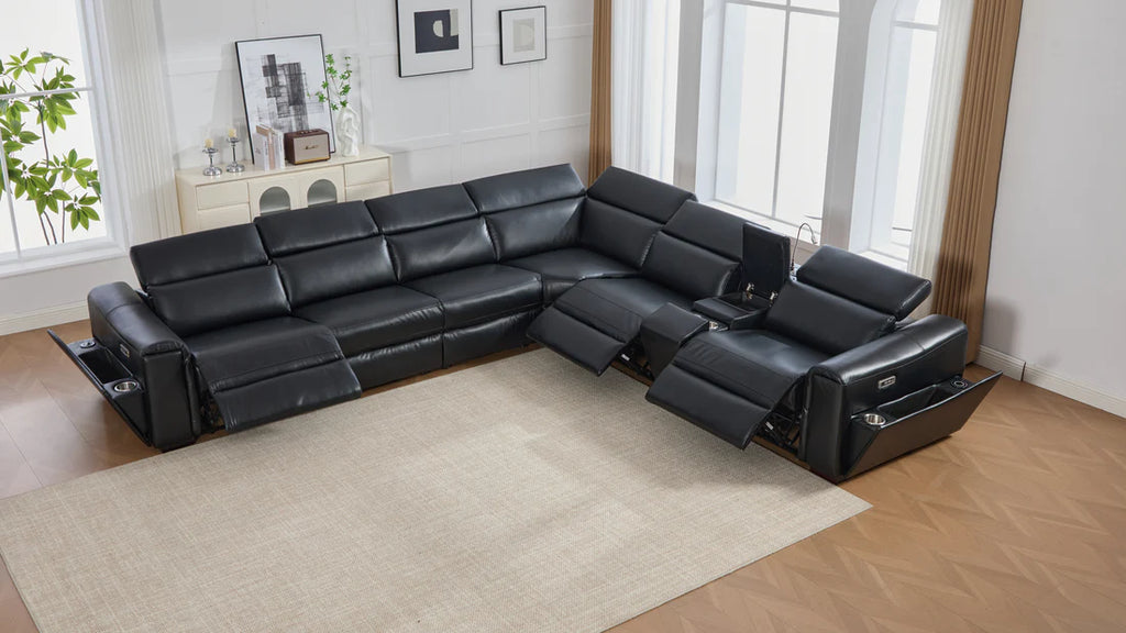 S681 Modern Power Recliner Sectional - Black or Grey