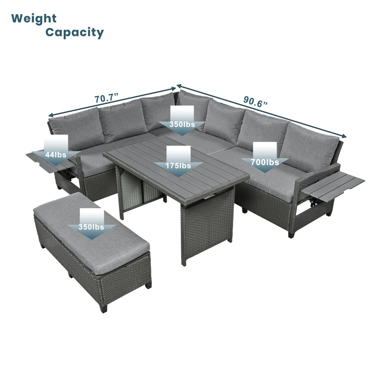 5-Piece Outdoor Patio Rattan Sofa Set