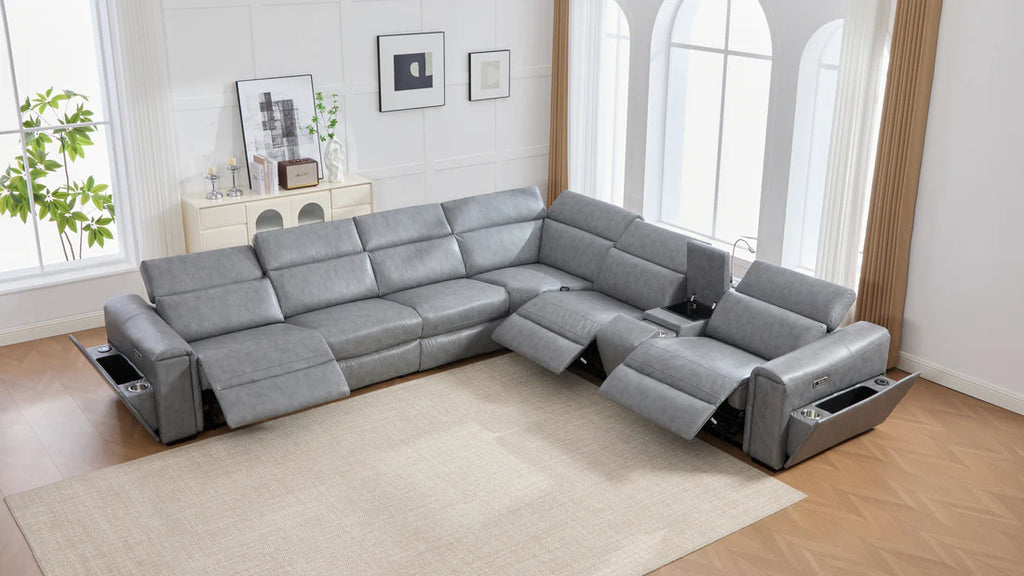 S681 Modern Power Recliner Sectional - Black or Grey