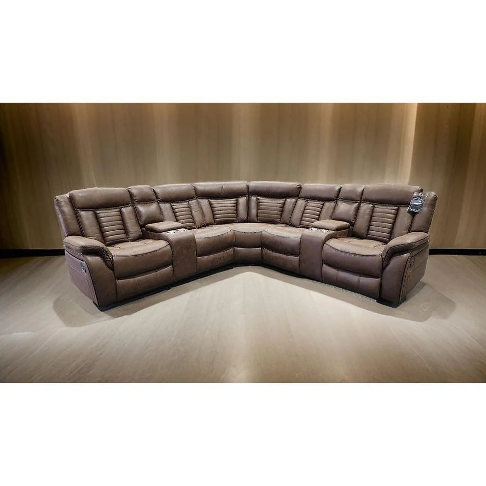 Samuel S4002 Power Reclining Sectional - Brown