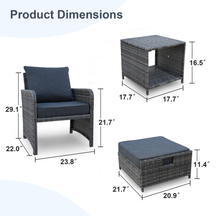 5pcs Patio Furniture Set Grey