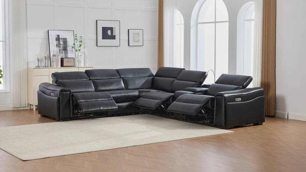 S681 Modern Power Recliner Sectional - Black or Grey