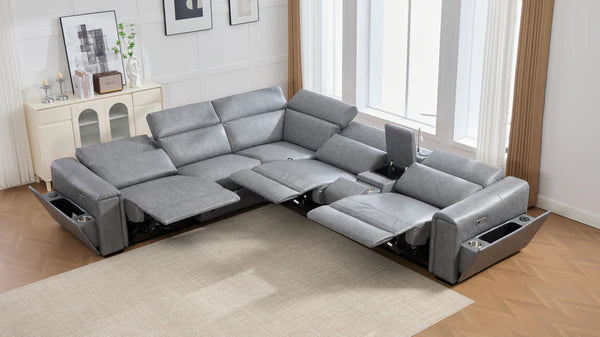 S681 Modern Power Recliner Sectional - Black or Grey