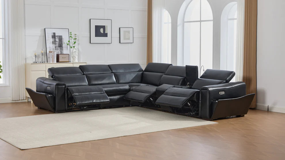 S681 Modern Power Recliner Sectional - Black or Grey