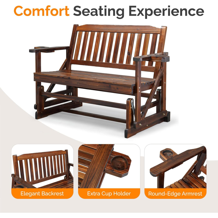 2-Person Outdoor Glider Bench - 2 wood options