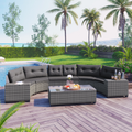 8-Piece Outdoor Half-Moon PE Rattan Curved Sofa Set, Gray
