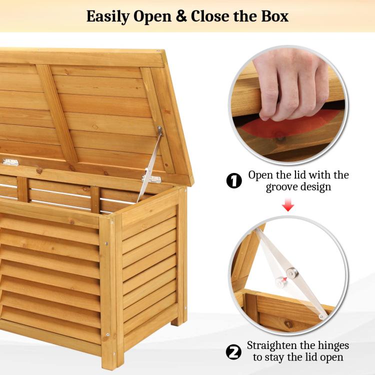 47 Gallon Wood Deck Box Patio Storage Bench