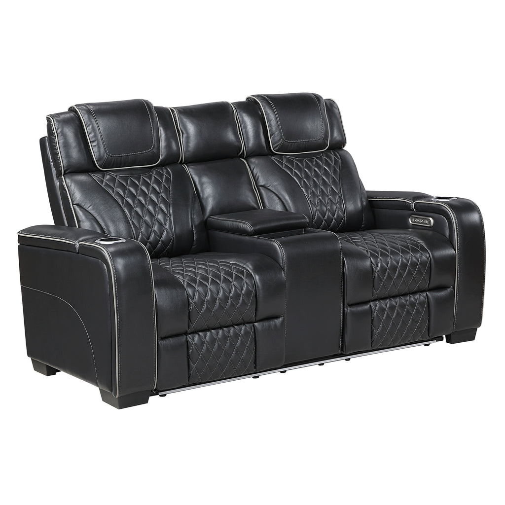 Black Power Reclining Living Room 2‑Pc Set