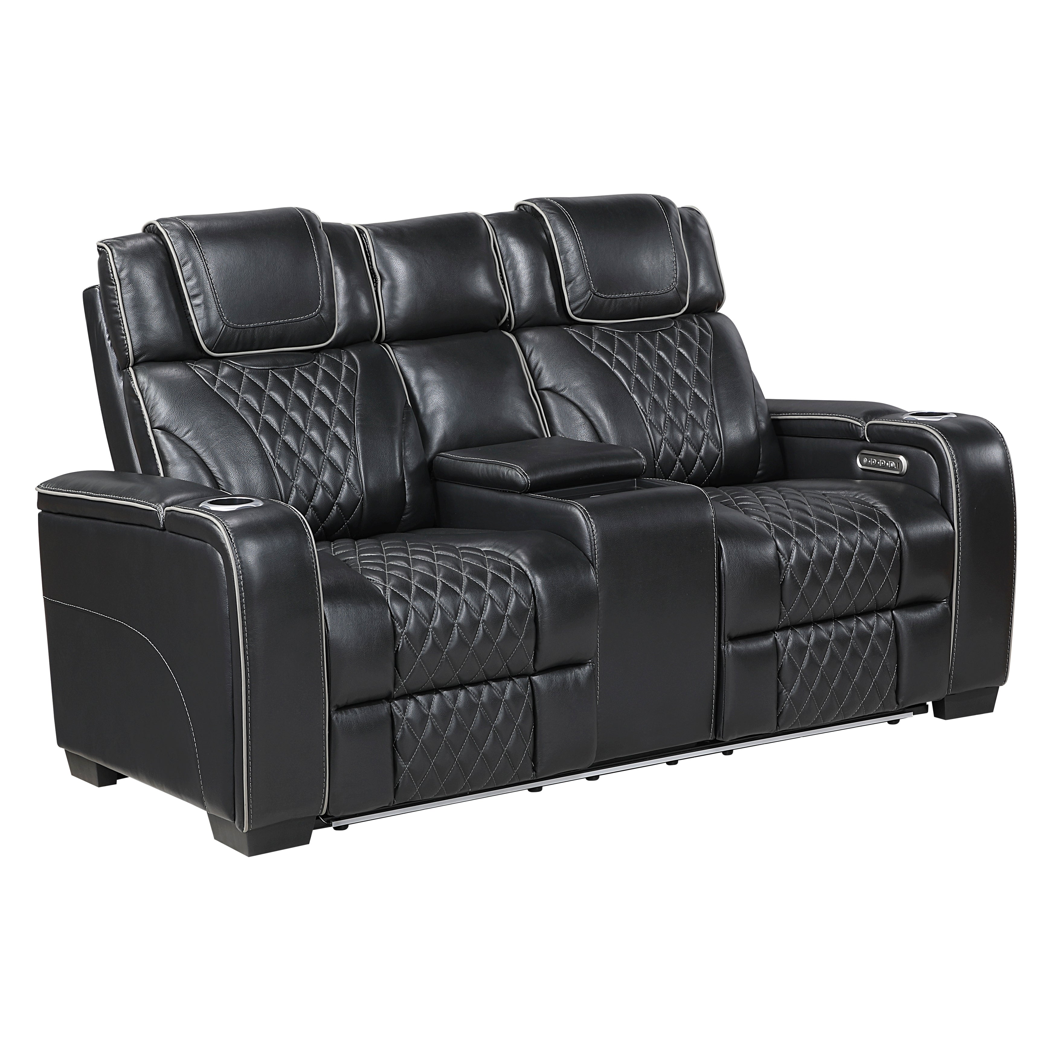 Black Power Reclining Living Room 2‑Pc Set
