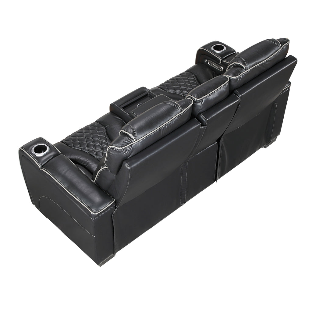 Black Power Reclining Living Room 2‑Pc Set