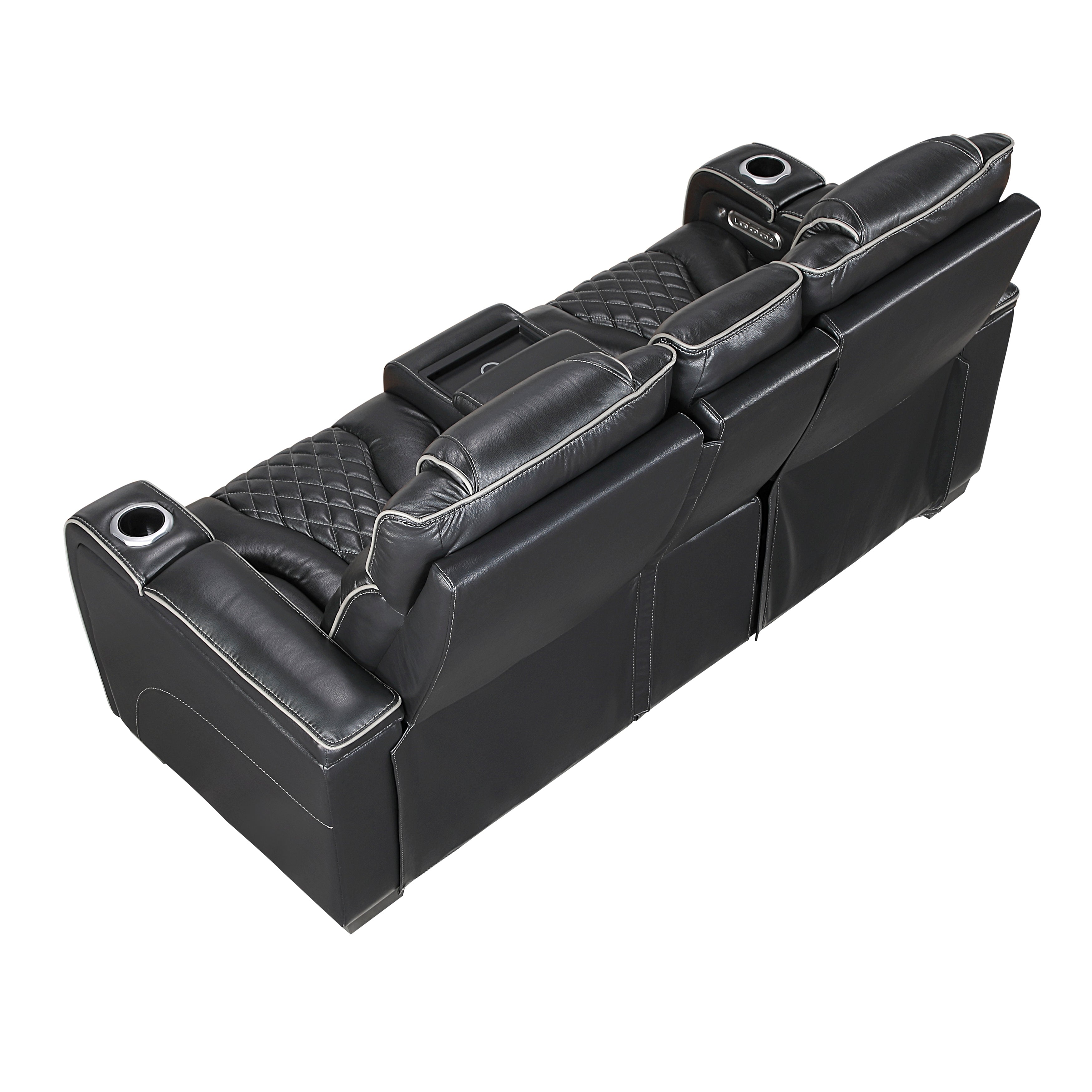 Black Power Reclining Living Room 2‑Pc Set