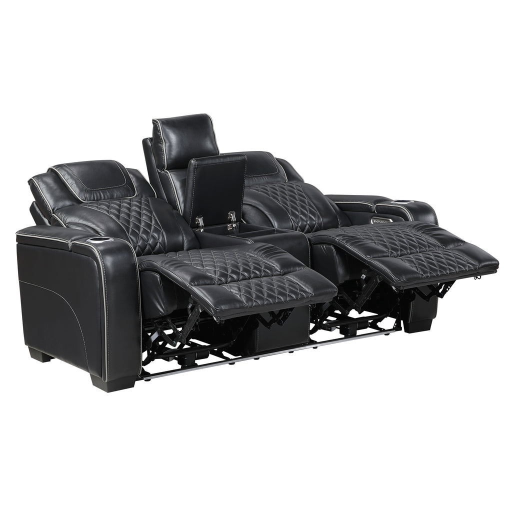 Black Power Reclining Living Room 2‑Pc Set