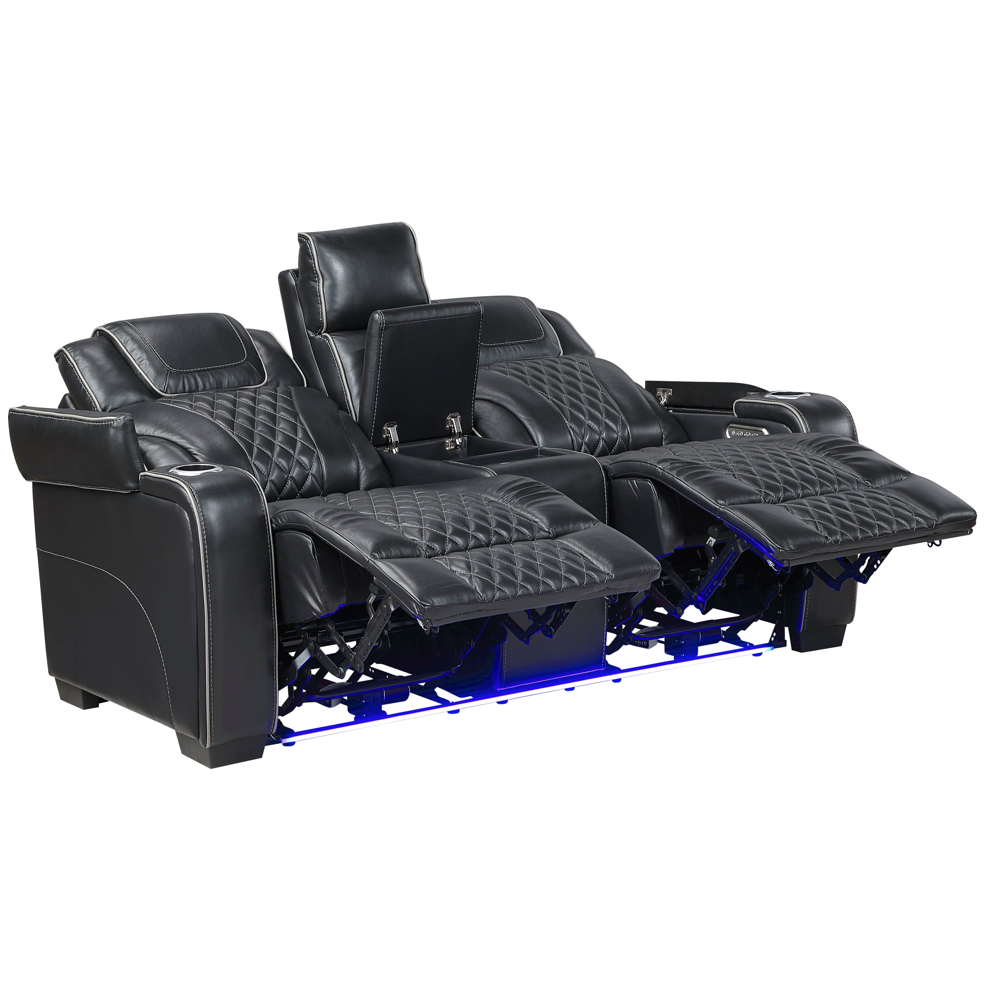 Black Power Reclining Living Room 2‑Pc Set