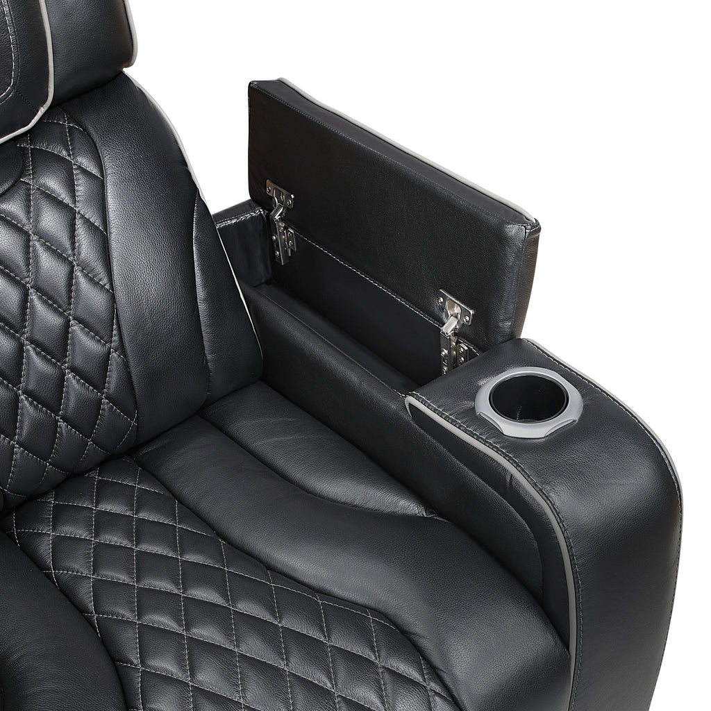 Black Power Reclining Living Room 2‑Pc Set