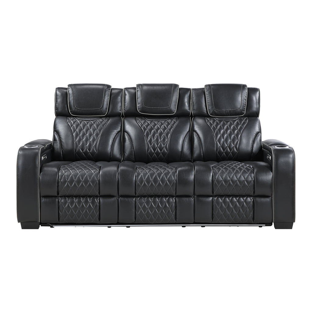 Black Power Reclining Living Room 2‑Pc Set