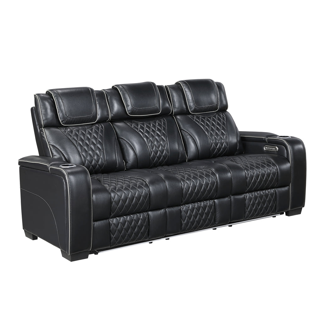 Black Power Reclining Living Room 2‑Pc Set