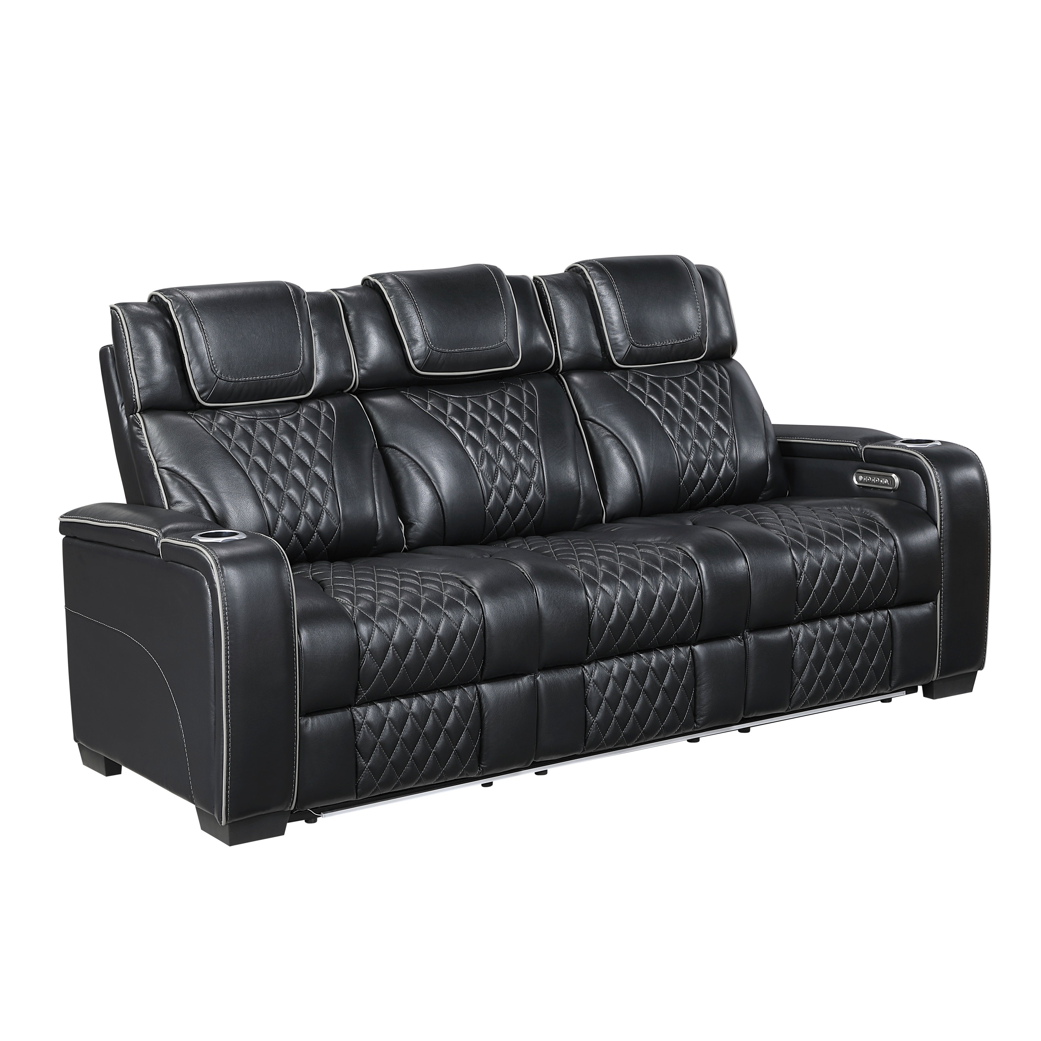 Black Power Reclining Living Room 2‑Pc Set