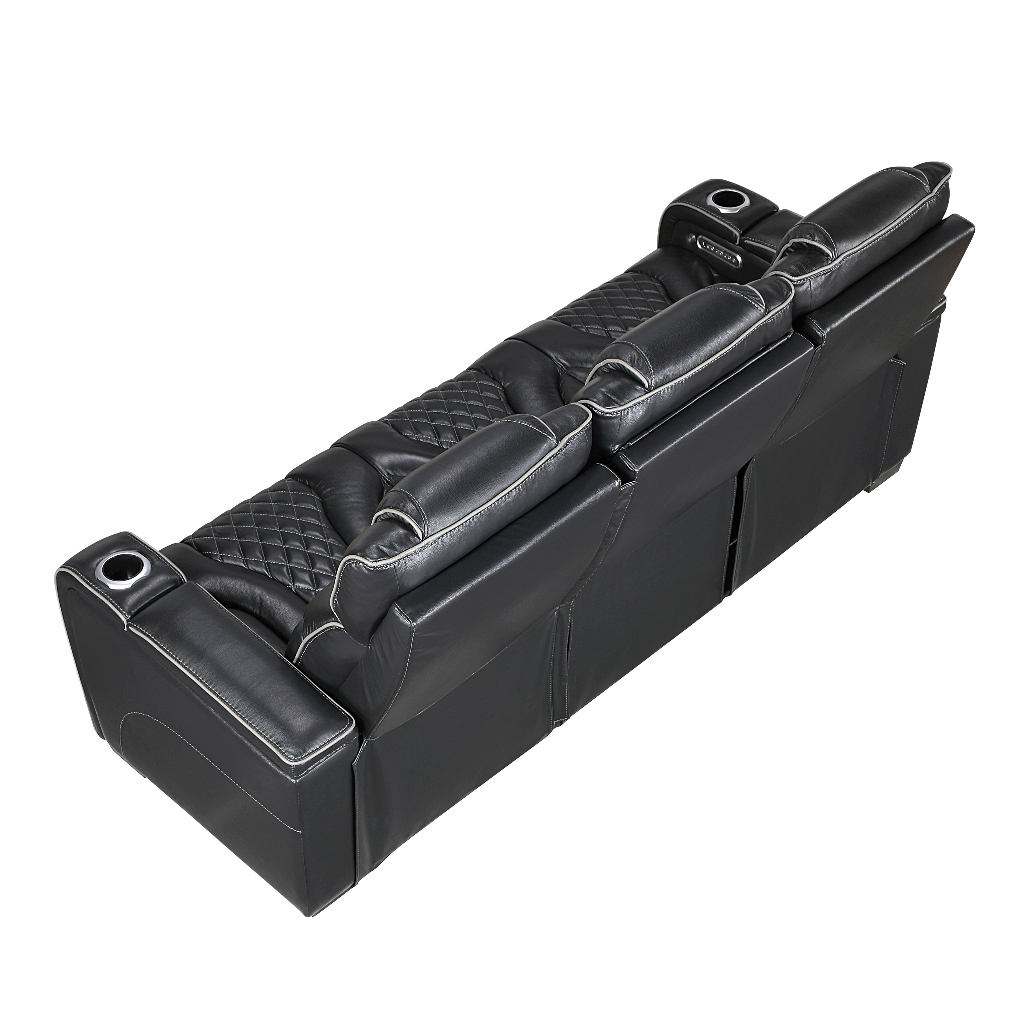 Black Power Reclining Living Room 2‑Pc Set