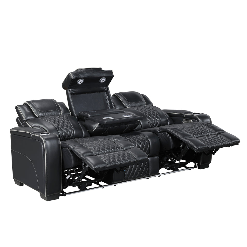 Black Power Reclining Living Room 2‑Pc Set
