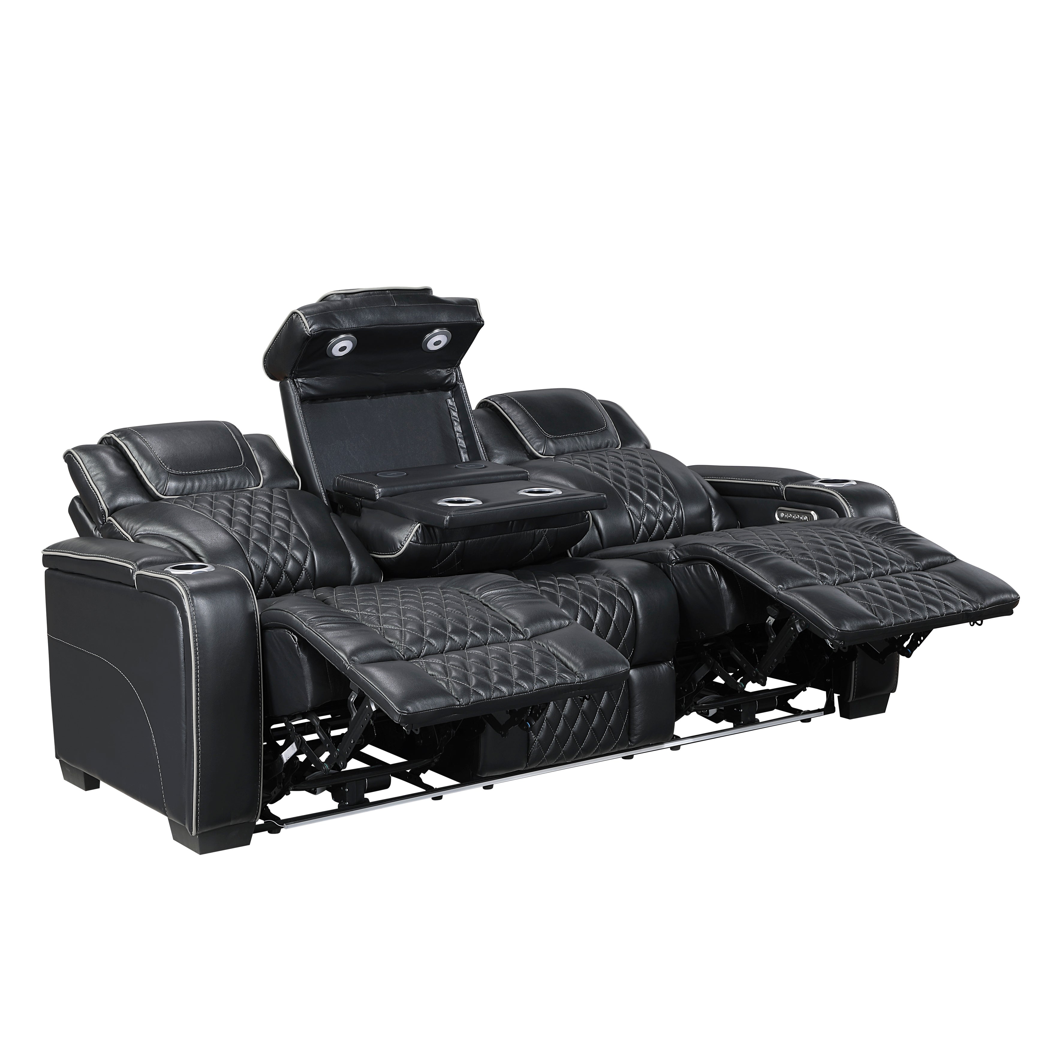 Black Power Reclining Living Room 2‑Pc Set