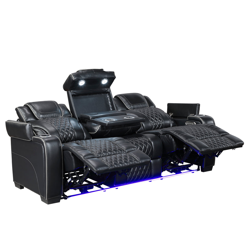 Black Power Reclining Living Room 2‑Pc Set