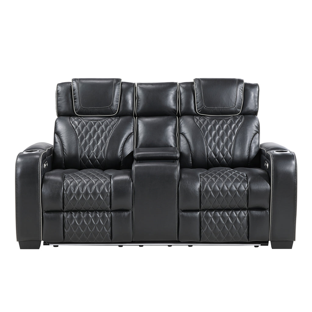 Black Power Reclining Living Room 2‑Pc Set