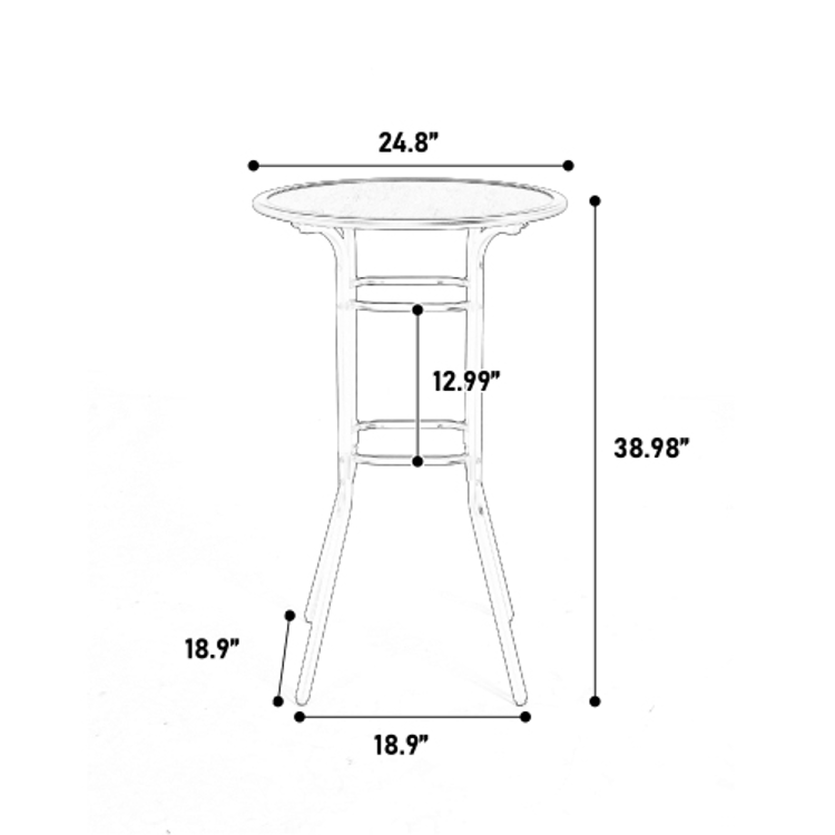 3pcs Outdoor Height Bar Set Grey