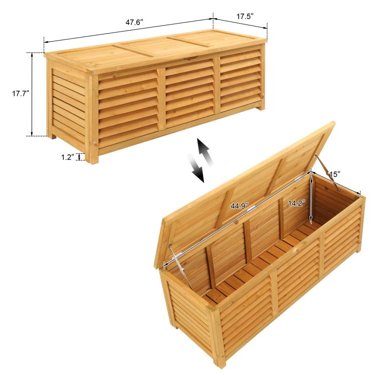 47 Gallon Wood Deck Box Patio Storage Bench