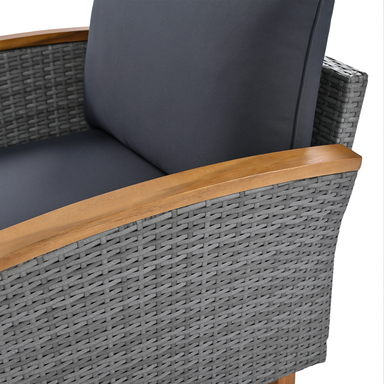 9-Piece Outdoor PE Rattan Patio Furniture Set, Gray