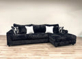 9500 Plush black Corduroy Sectional