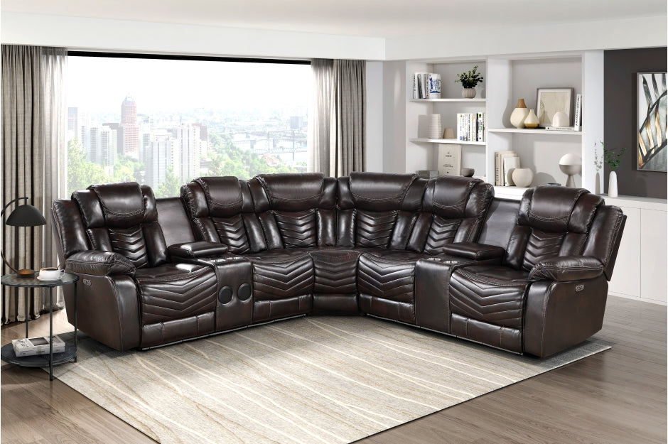 B9508 Ramone 3-Piece Power Reclining Sectional with Speakers & LED Lighting