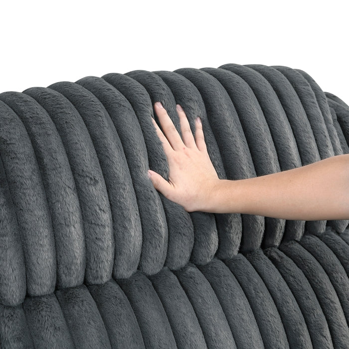 Dark Gray Corduroy Reclining Sofa and Loveseat Set