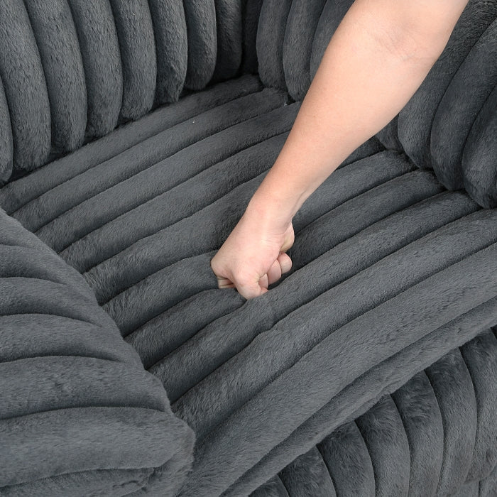 Dark Gray Corduroy Reclining Sofa and Loveseat Set