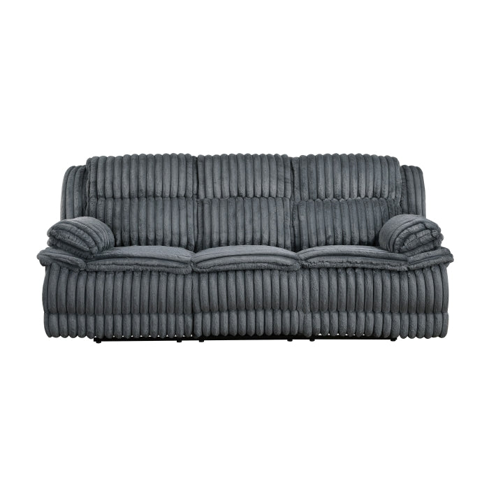 Dark Gray Corduroy Reclining Sofa and Loveseat Set