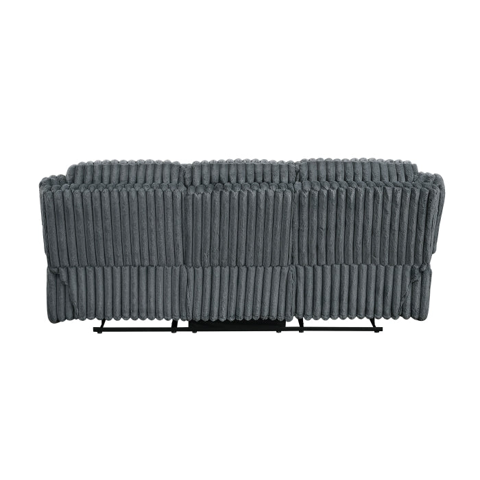 Dark Gray Corduroy Reclining Sofa and Loveseat Set