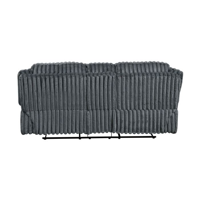 Dark Gray Corduroy Reclining Sofa and Loveseat Set