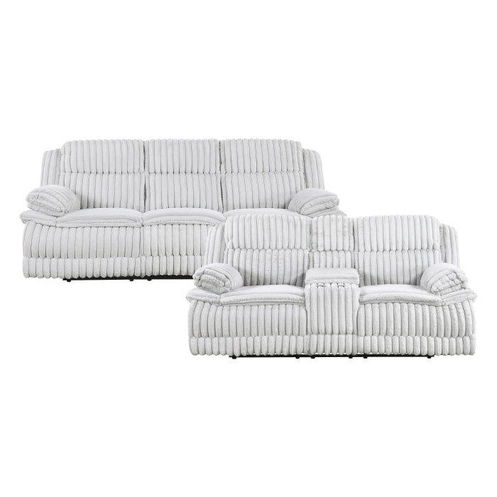 Gray Corduroy Reclining Living Room 2‑Pc Set