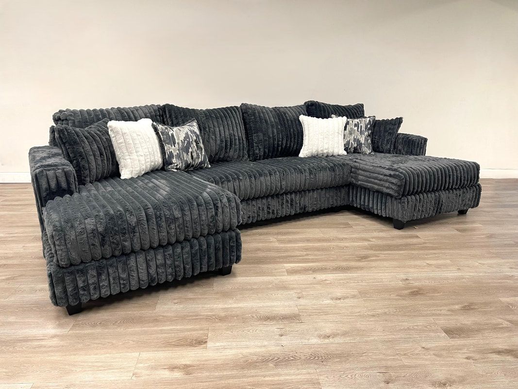 9700 Large Charcoal Corduroy Sectional