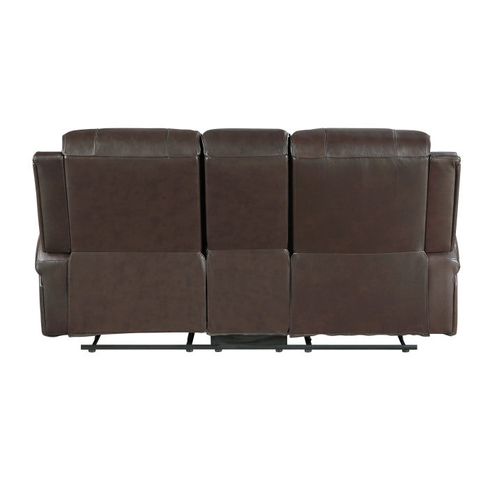 9735BRW Double Reclining Sofa and Love Seat with Center Console