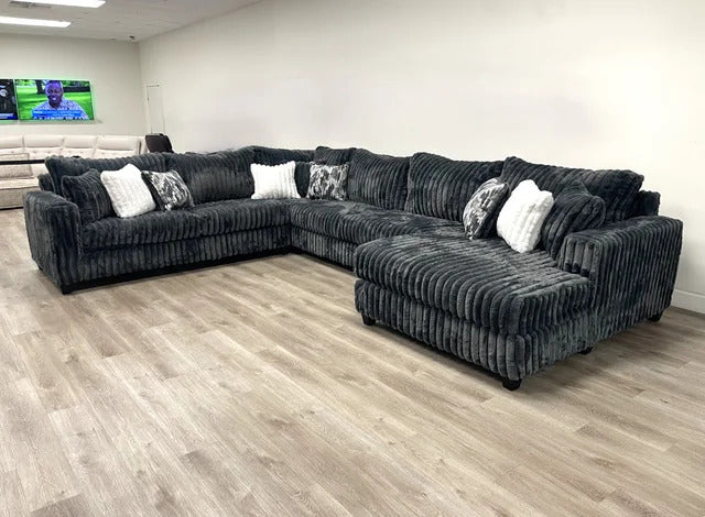 9900 Charcoal Corduroy Oversized Sectional